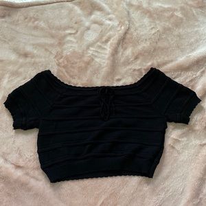 Black off the shoulder crop top